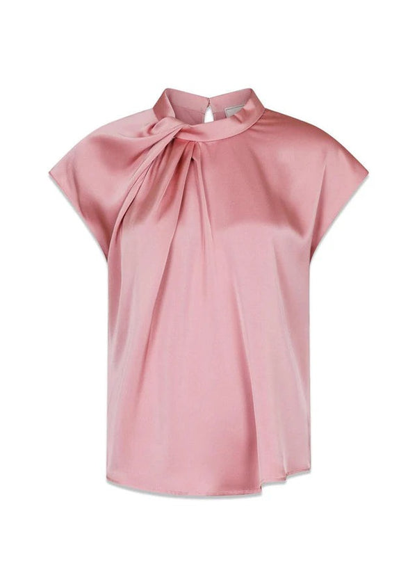 Fleur Drapy Satin Blússa